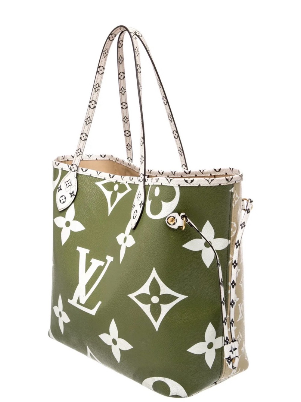 Louis Vuitton Olive Green and White Monogram Large Tote with White Pouch - Picture 3 of 15